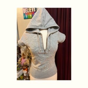 Half Zip Junior Short Sleeved Hoodie